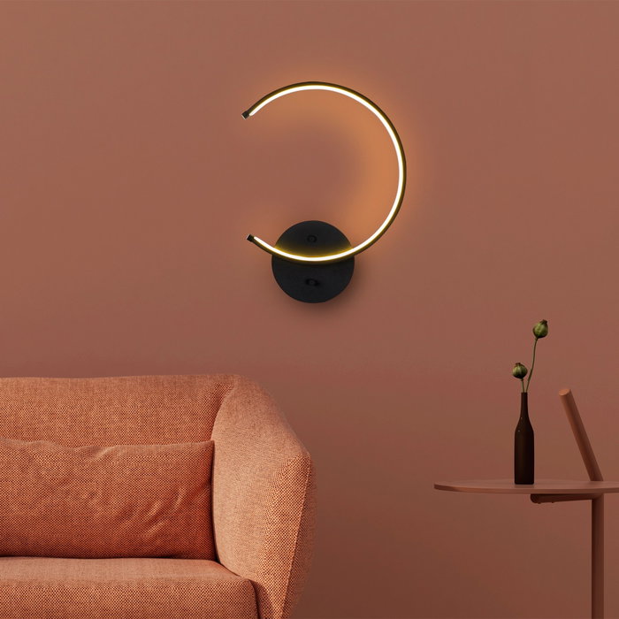 Opviq Moon - 13328 Lámpara de pared negra con LED integral Opviq Moon - 13328 Lámpara de pared negra con LED integral